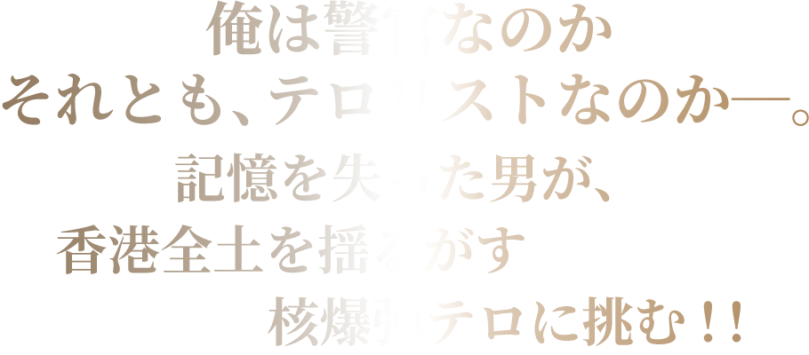 俺は警官なのか。それとも、テロリストなのか―。記憶を失った男が、香港全土を揺るがす核爆弾テロに挑む！！