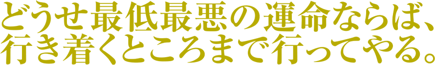 どうせ最低最悪の運命ならば、行き着くところまで行ってやる。